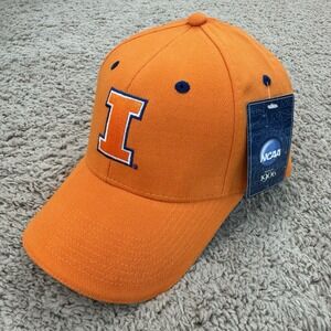 Illinois Illini Hat Adjustable Signatures NCAA Orange Blue w/ I Logo Dad Cap NOS